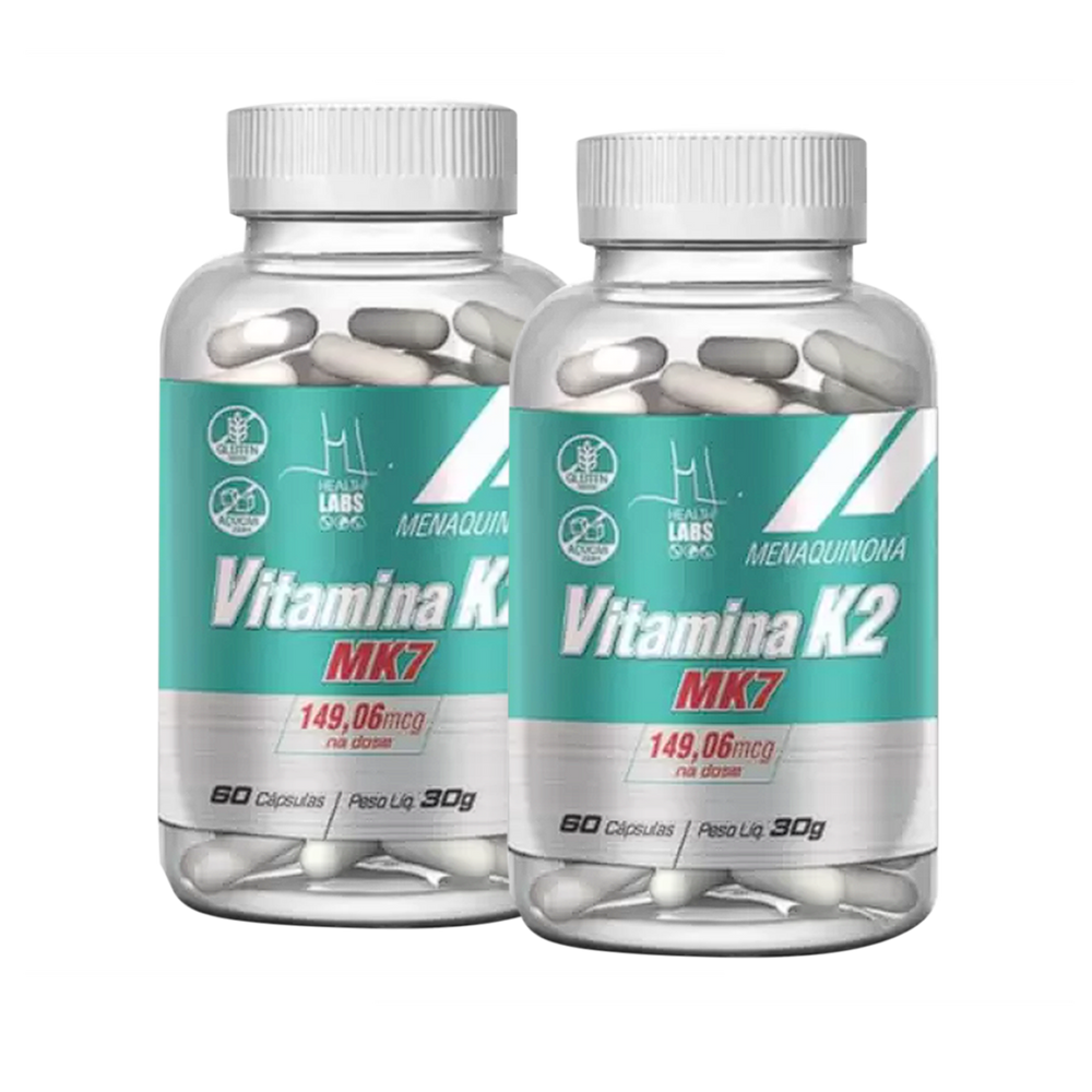 Kit 2 Unidades Vitamina K2 (MK7 149,06mcg) - 60 Cápsulas - Health Labs