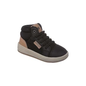 Tênis Cano Alto Infantil Masculino Ortopé Bliss Boot Tecido e Couro Preto