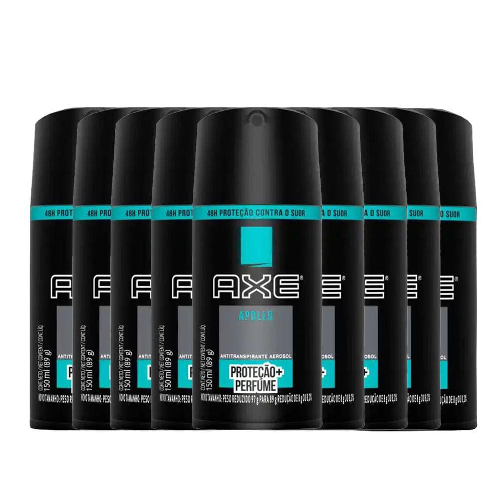 Kit Desodorante Antitranspirante Aerosol Axe Apollo 150ml - 9 Unidades