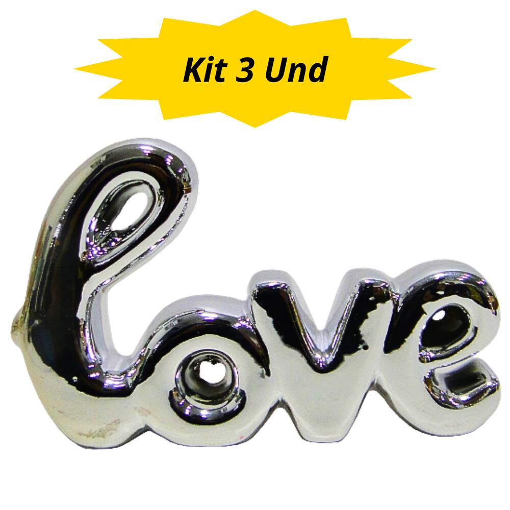 Kit 3 und - Enfeite de Porcelana - Metalizado - Love