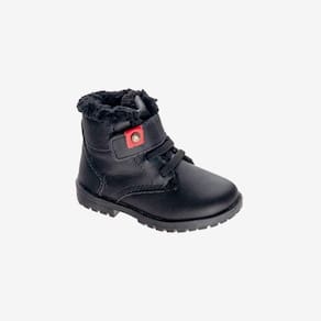 Bota Coturno Infantil Masculina Ortopé Baby Boot Couro com Lã Preta e Vermelha