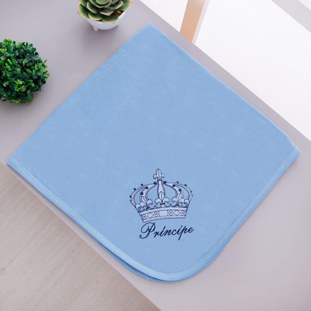 Manta Cueiro Malha Para Bebê Imperial Azul Claro