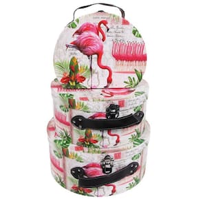 Kit 3 Caixas Luxo Estampa Flamingo 3 Peças 987Est