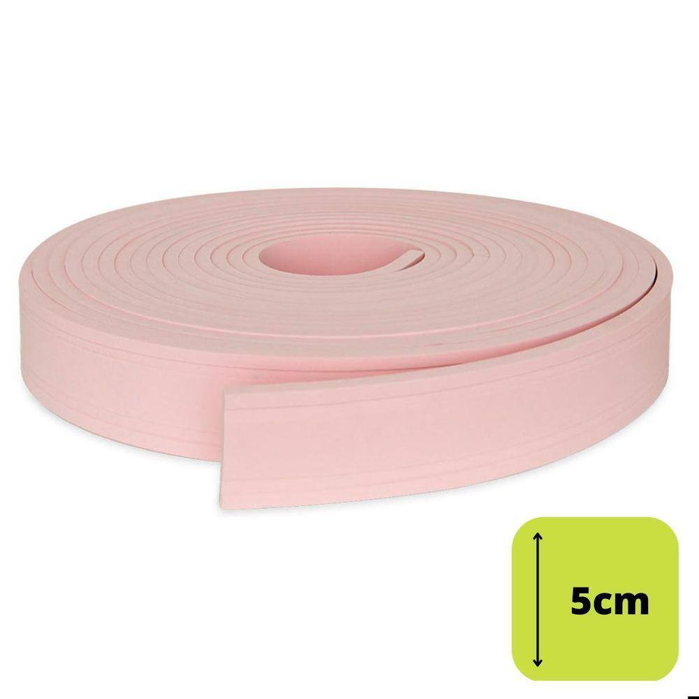 Rodapé Moldura Autocolante Flexível 5Cm Liso 10 Mts Rosa