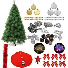 Árvore De Natal Verde 1,20M 170 Galhos 91 Itens Pisca 220V