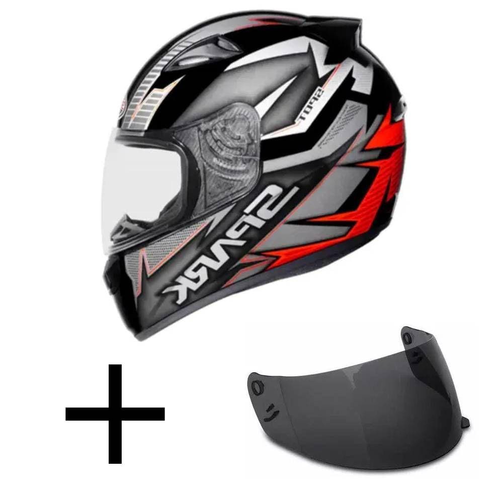 Capacete Ebf New Spark Spot Preto e Vermelho Fosco Mais Viseira Fumê