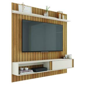 Painel para TV até 65 Polegadas Ripado 1,80m Londres Buriti/Off White Caemmum