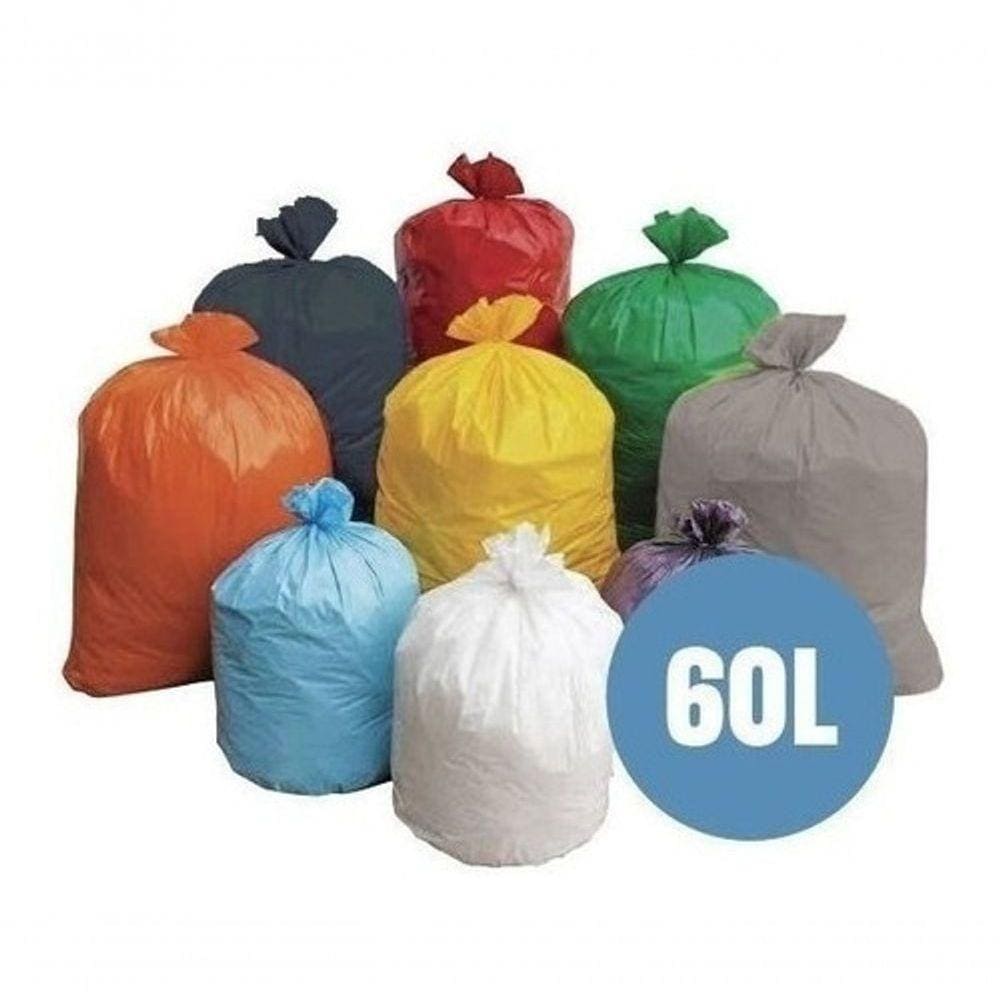 Saco De Lixo 60 Litros Coloridos Pacote Com 50un