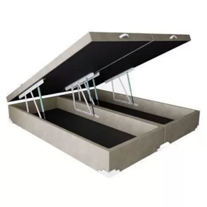 Base Box Baú Queen Bipartido Suede Bege 39x158x198
