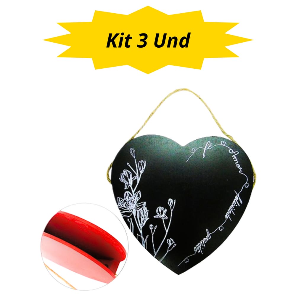 Kit 3 und - Enfeite/Organizador - Modelo Coração - Parede - Tam: Peq