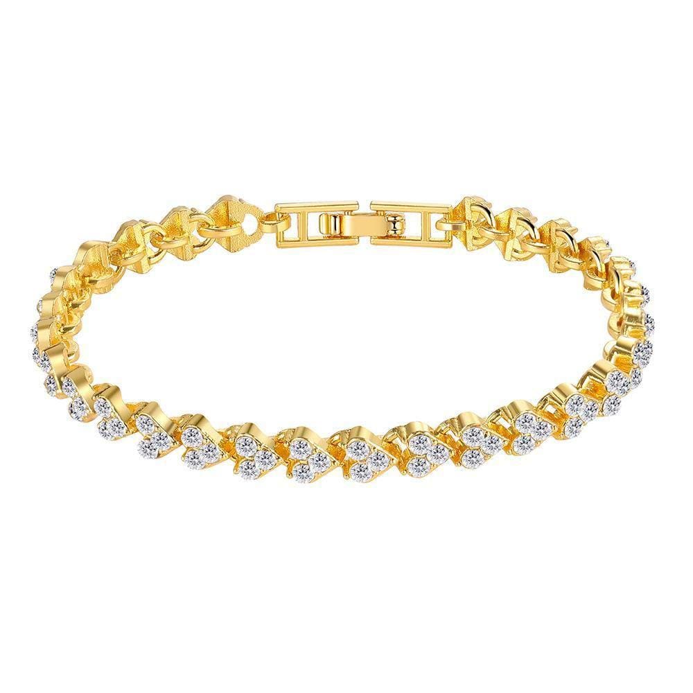 Pulseira Prateada Folheada com Stras 175mm Dourado
