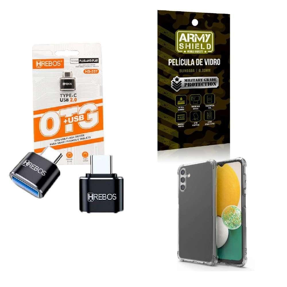 Kit Usb Para Tipo C + Capinha Samsung A13 5G + Película 3D