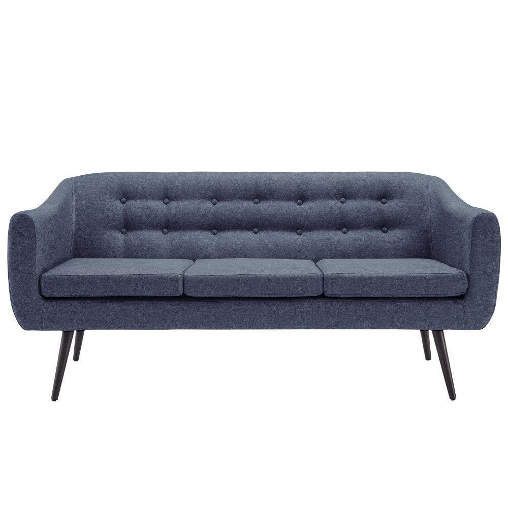 Sofa 3 Lug Pes Tabaco 175 cm 7019 Linhao Azul Marinho Dmobiliario