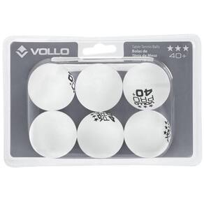 Bola de Tênis de Mesa Vollo 3 Estrelas com 06 Unidades Branca