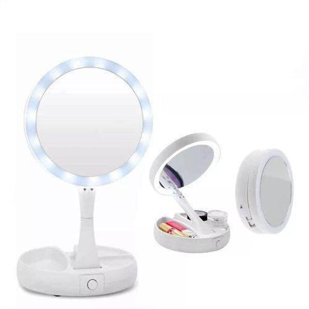 Espelho Com Led Maquiagem Doubled Sided Mirror 13 Dobravel