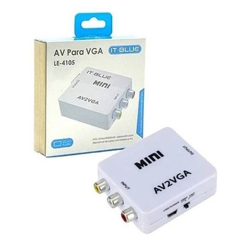 Adaptador Av Vga - Conversor De Sinal De Vídeo Av Para Vga