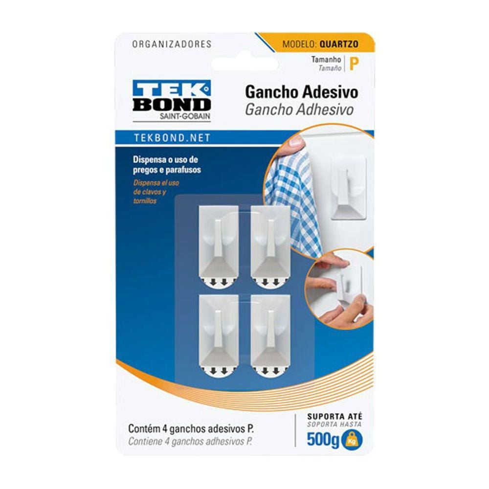 Gancho Adesivo Quartzo 500g Branco Tek Bond