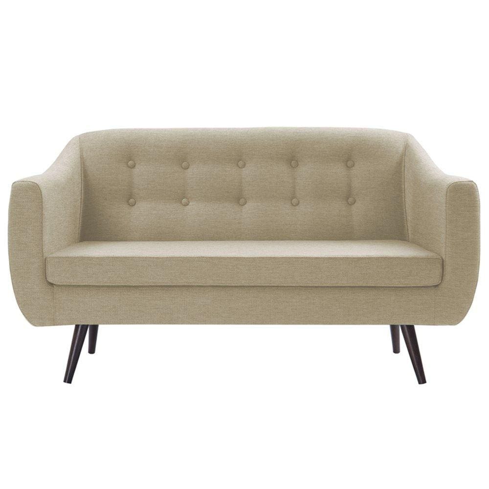Sofa 2 Lug Pes Tabaco 135 cm 7017 Linho Bege Dmobiliario