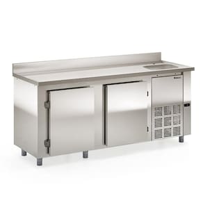 Balcão Refrigerado Ar Forcado Gbfe200 Inox 2M Com Cuba Lado Direito 220V Gelopar