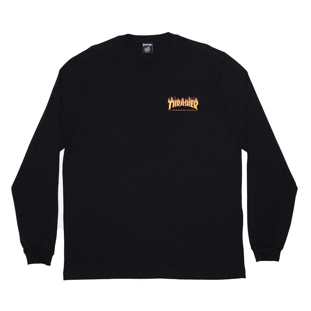 Camiseta Santa Cruz Manga Longa Thrasher Flame Dot Preto