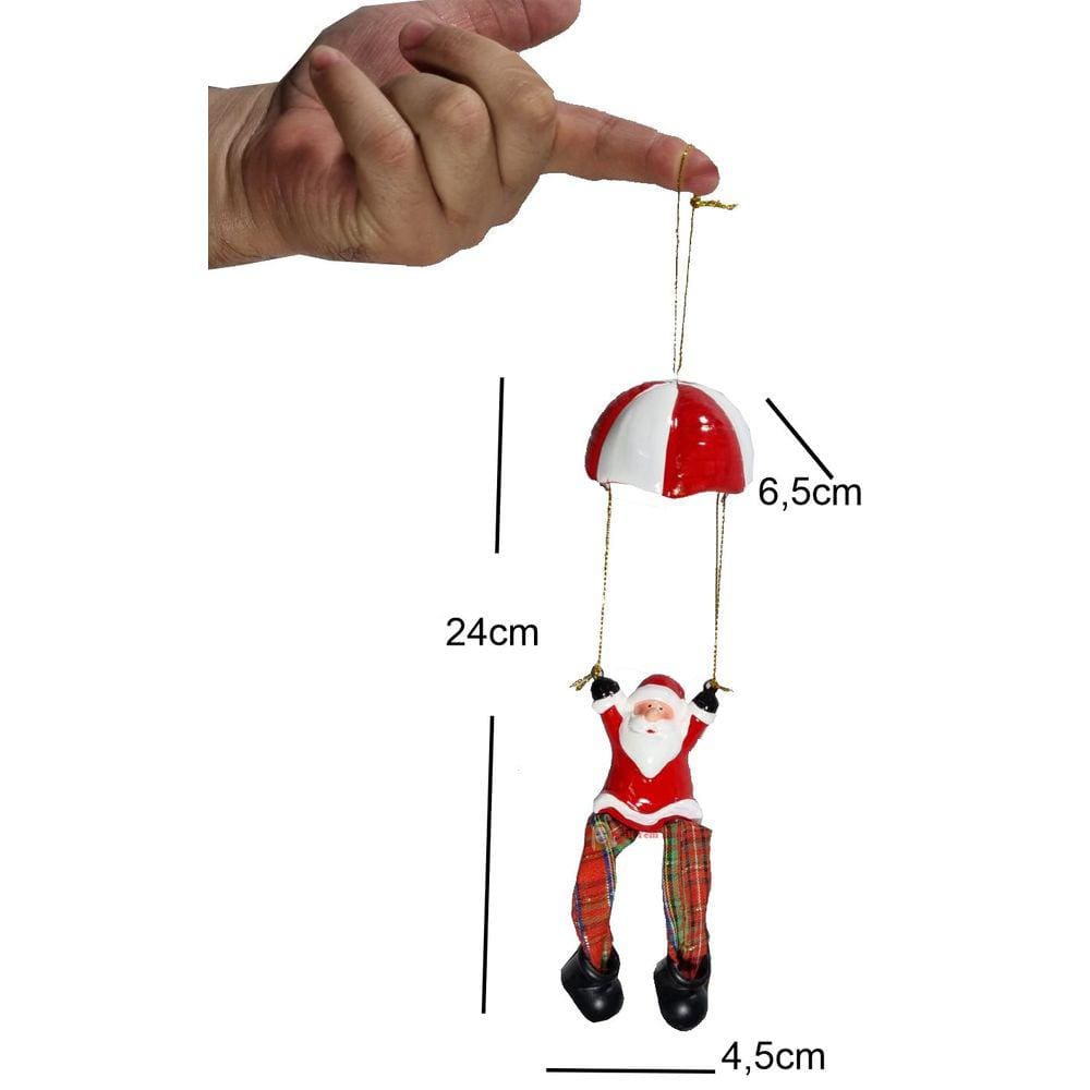 Papai Noel ParaQuedas em Resina com Pernas Longas Natal