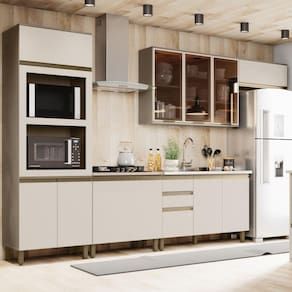Cozinha Completa 5 Peças para Forno e Cooktop 12 Portas Aurora Espresso Móveis Duna/Cristal