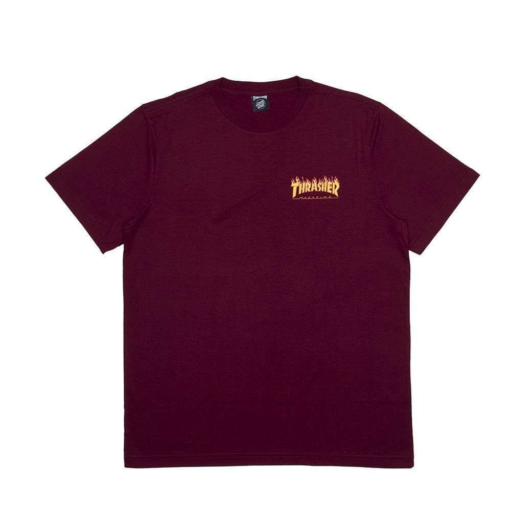 Camiseta Santa Cruz Thrasher Flame Dot SS Masculina Bordô