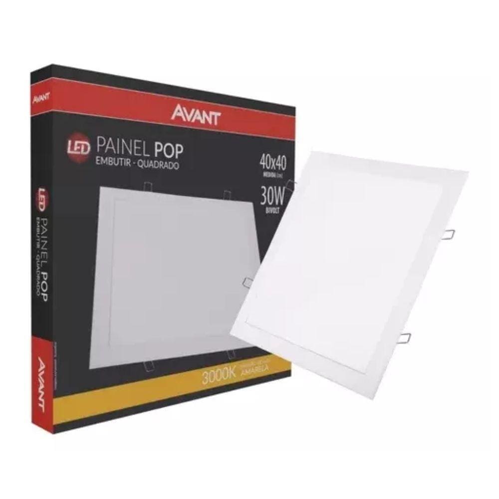 Painel Led Avant Quadrado Embutir 30w 3000k Bivolt Branco