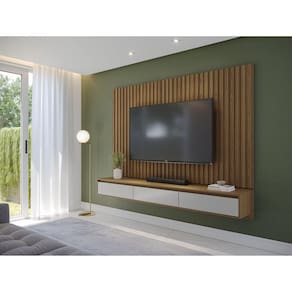 Home Suspenso Ripado para TV até 75 Polegadas Aden 1.8 Freijó/Off White