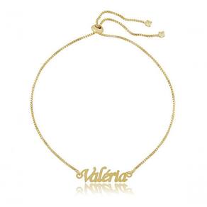 Pulseira Com Nome Gravado E Fecho De Gravata Folheado Em Our
