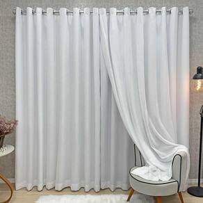 Cortina Nuance Microfibra Gaze Linho 4,00x2,70m Sala Quarto Varão 4m - Branco