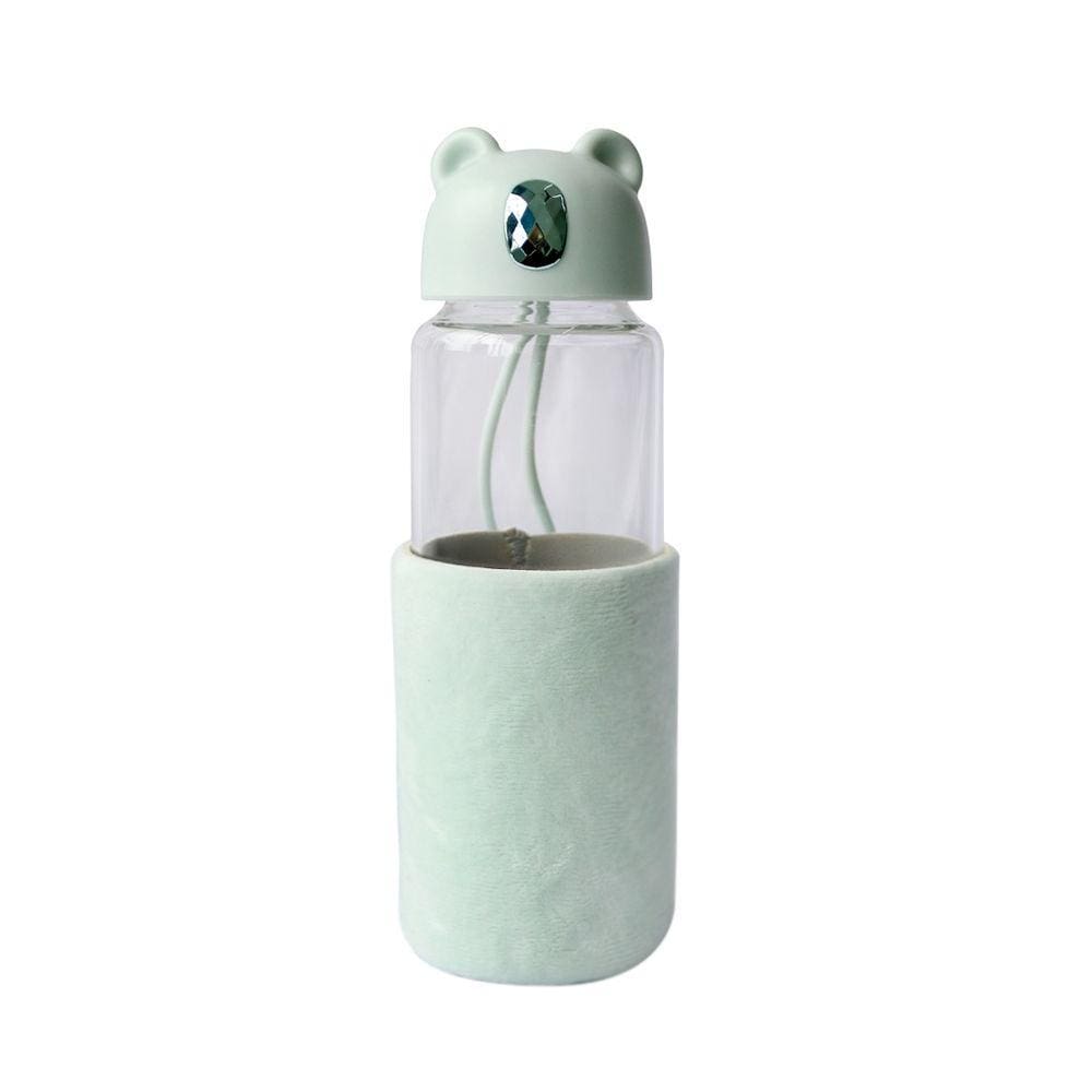 Garrafa De Vidro Bear Bottle Com Capa De Veludo Com Tampa e Alça