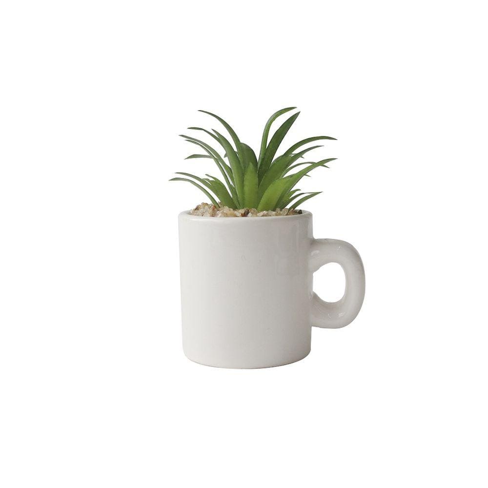 Enfeite Na Caneca Com Planta Artificial Suculenta 5.4x6cm