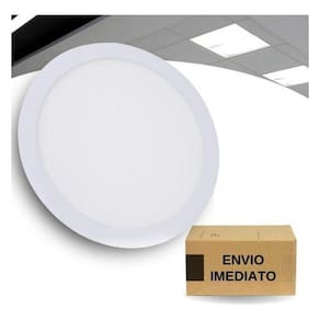 Painel Plafon Redondo 18W Frio - Alumínio/Policarbonato