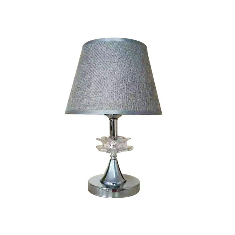 Abajur Base Cromada Plástico Cúpula Em Linho 15x36cm Bivolt