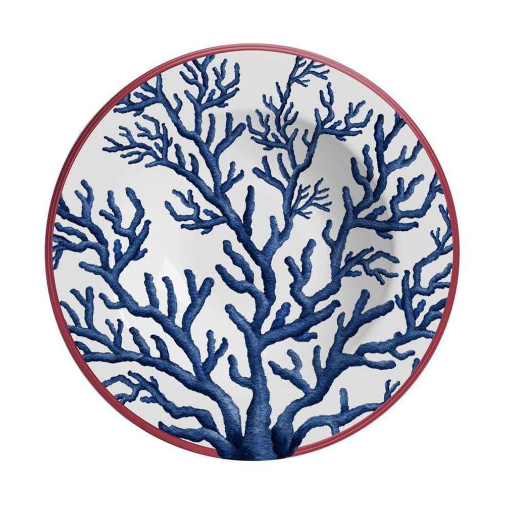 Conjunto 6 Pratos Fundo Coral Gables 25cm Cerâmica Branca