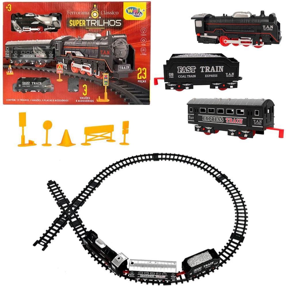 Ferrorama Trem Com Luz 19 Peças Trenzinho