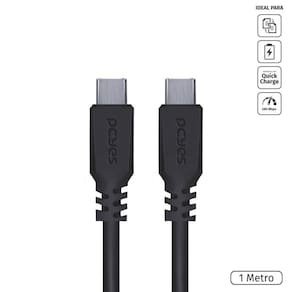 Cabo Para Celular Smartphone Usb Tipo C 2.0 Para Usb Tipo C - Type C 2.0 1 Metro Preto - Pucp-01
