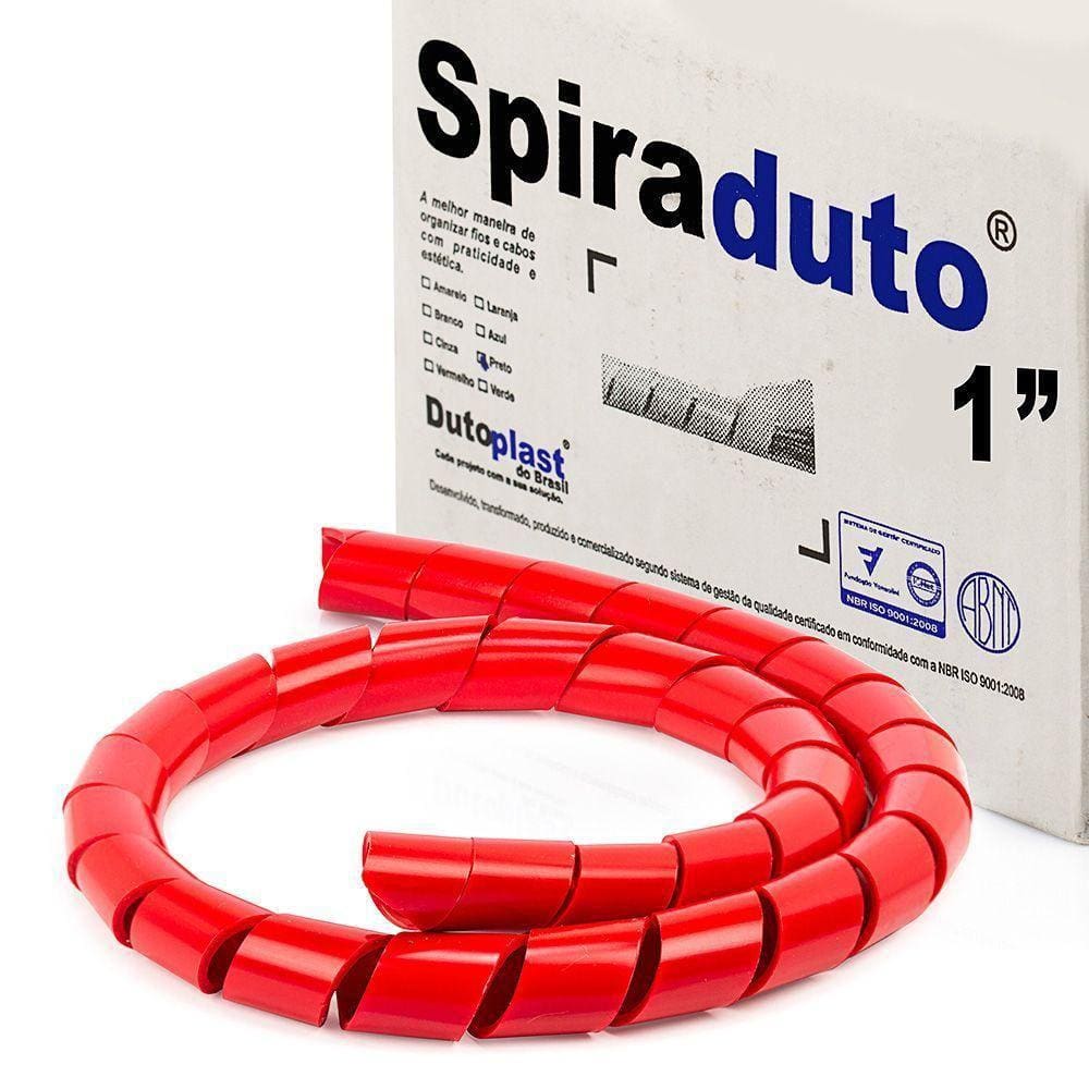 Organizador Fios E Cabos Spiraduto De 1 Vermelho - 40 Mt