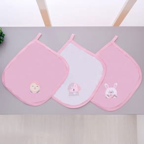 Kit 3 Fraldas Pano De Boca Malha Para Bebê Coleguinhas Rosa