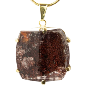 Colar Pedra Cristal Lodolita Baguette Garra Dourada