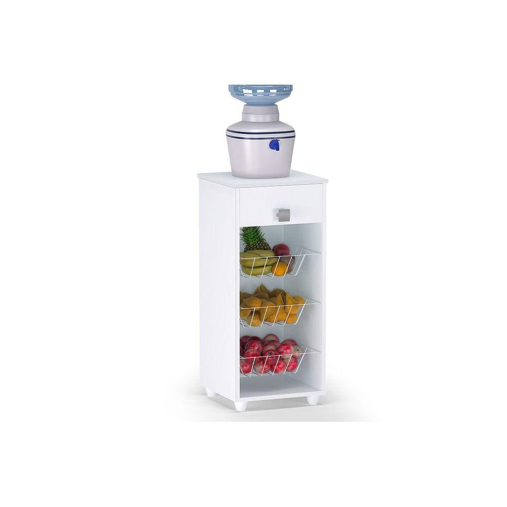 Balcão Fruteira Para Cozinha Com Gaveta 3 Cestos Monalisa Bco - AJL Móveis