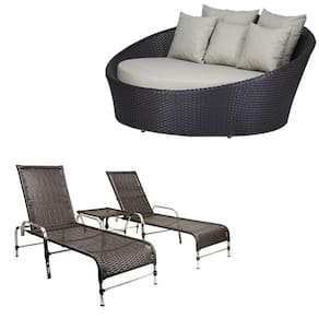 Kit - Chaise Em Alumínio Com 2 Espreguiçadeiras Catar Reguláveis Com Almofadas Impermeáveis Para Piscina E Jardim - Trama