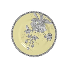 Conjunto 6 Pratos Sobremesa Heritage Cinza/Amarelo 21cm