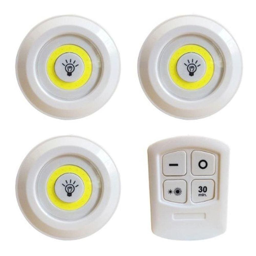 Kit 3 Lampada Luminaria Led Sem Fio Controle Remoto Dsm6