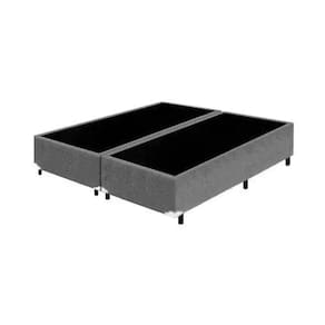 Base Box Casal Bipartido Suede Cinza - 30x138x188