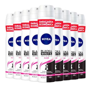 Kit Desodorante Aerosol Nívea Black & White Feminino 200ml - 9 unidades