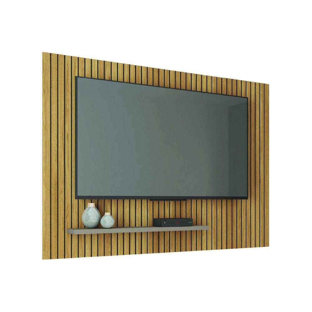 Painel para TV até 75 Polegadas 1,80m Ripado com Prateleira França Buriti / Fendi Caemmum