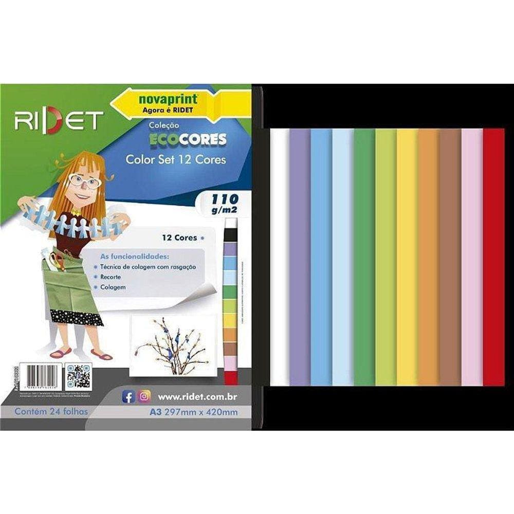 Bloco Color Set A3 12 Cores Vivas - 32 Folhas - 110gm