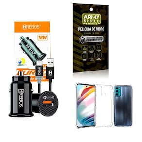 Kit Carregador Veicular + Capinha Motorola G60 + Película 3D